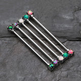 Detail View 2 of Opal Sparkle Prong Industrial Barbell-Purple