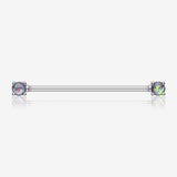 Opal Sparkle Prong Industrial Barbell-Purple