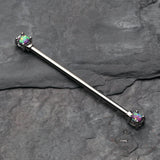 Detail View 1 of Opal Sparkle Prong Industrial Barbell-Purple