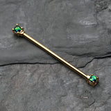 Detail View 1 of Golden Opal Sparkle Prong Industrial Barbell-Black