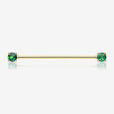 Golden Opal Sparkle Prong Industrial Barbell