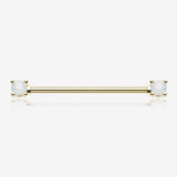 Golden Opalite Gem Prong Industrial Barbell