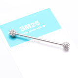 Detail View 4 of Pave Sparkle Full Dome Industrial Barbell-Clear Gem
