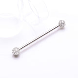 Detail View 1 of Pave Sparkle Full Dome Industrial Barbell-Clear Gem