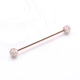 Detail View 1 of Rose Gold Pave Sparkle Full Dome Industrial Barbell-Clear Gem