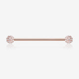 Rose Gold Pave Sparkle Full Dome Industrial Barbell
