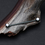 Detail View 1 of Colorline Iridescent Revo Double Prong Industrial Barbell-Black