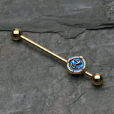 Detail View 2 of Golden Anchor Rivet Industrial Barbell-Blue