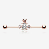 Rose Gold Adorable Pineapple Sparkle Industrial Barbell