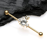 Detail View 1 of Golden Adorable Pineapple Sparkle Industrial Barbell-Clear Gem