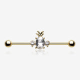 Golden Adorable Pineapple Sparkle Industrial Barbell*