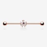 Rose Gold Dainty Flower Sparkle Dazzle Industrial Barbell