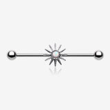 Fire Opal Sunburst Sparkle Industrial Barbell