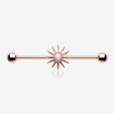 Rose Gold Fire Opal Sunburst Sparkle Industrial Barbell