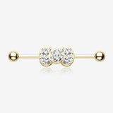 Golden Adorable Bow-Tie Sparkle Industrial Barbell-Clear Gem