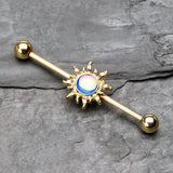 Detail View 1 of Golden Blazing Sun Industrial Barbell-Rainbow/Multi-Color