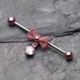 Detail View 1 of Colorline Adorable Mesh Bow-Tie Industrial Barbell-Pink/Clear