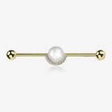 Golden Pearlescent Sparkle Crescent Rim Industrial Barbell