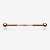 Rose Gold Sparkle Lined Gems Industrial Barbell