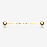 Golden Sparkle Lined Gems Industrial Barbell-Clear Gem