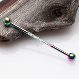 Detail View 1 of Colorline Sparkle Lined Gems Industrial Barbell-Clear Gem