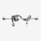 Antique Serpent Snake Sparkle Steel Industrial Barbell