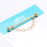 Detail View 3 of Golden Adorable Chained Hollow Heart Dangle Industrial Barbell