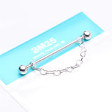 Detail View 3 of Adorable Chained Hollow Heart Dangle Industrial Barbell