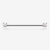 Sprinkle Dot Multi-Gem Sparkle Double Prong Industrial Barbell