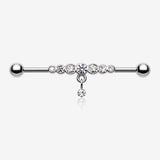 Dazzling Gem Row Sparkle Dangle Industrial Barbell