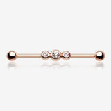 Rose Gold Triple Bubble Sparkle Industrial Barbell*