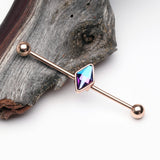 Detail View 1 of Rose Gold Vitrail Sparkle Industrial Barbell-Vitrail Medium