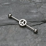 Detail View 1 of Peace Sign Industrial Barbell-Steel