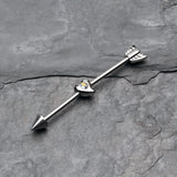 Detail View 1 of Cupid's Love Arrow Industrial Barbell-Aurora Borealis