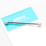 Detail View 2 of Luster Pearlescent Ball Ends Industrial Barbell-White