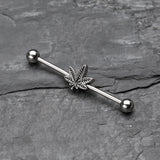 Detail View 1 of Weed Leaf Industrial Barbell-Steel