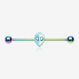 Colorline Iridescent Revo Alien Head Industrial Barbell-Rainbow