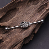 Vintage Filigree Leaflet Industrial Barbell-Steel
