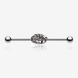 Vintage Filigree Leaflet Industrial Barbell-Steel