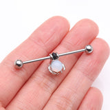 Detail View 2 of Moonstone Orb Shine Skeleton Hand Industrial Barbell