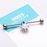 Detail View 4 of Moonstone Orb Shine Skeleton Hand Industrial Barbell