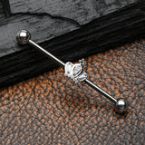 Knight Triumph Crown Sparkle Industrial Barbell-Clear