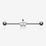 Knight Triumph Crown Sparkle Industrial Barbell-Clear