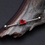 Detail View 1 of Vintage Red Rose Industrial Barbell-Red