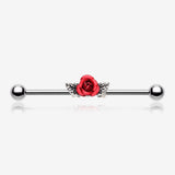 Vintage Red Rose Industrial Barbell-Red