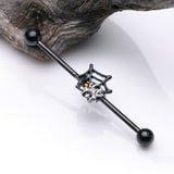 Detail View 1 of Blackline Venom Spider Web Sparkle Steel Industrial Barbell