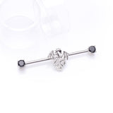 Detail View 1 of Jeweled Eye Dragon Sparkle Ends Industrial Barbell-Black