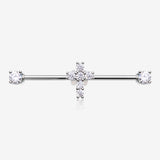 Brilliant Cross Sparkle Ends Industrial Barbell