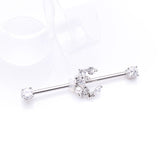 Detail View 1 of Crescent Moon Celestial Sparkle Ends Industrial Barbell-Clear Gem