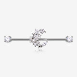 Crescent Moon Celestial Sparkle Ends Industrial Barbell